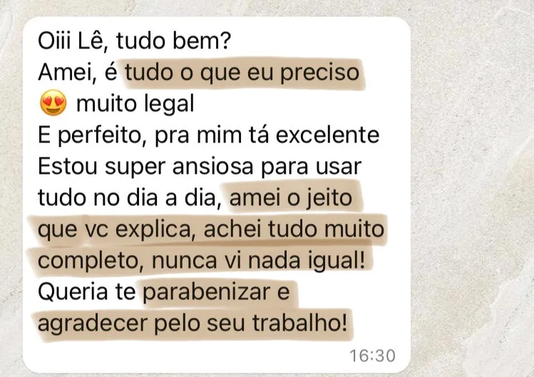 Print de depoimento de cliente do Método OGP