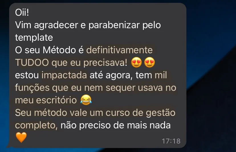 Print de depoimento de cliente do Método OGP